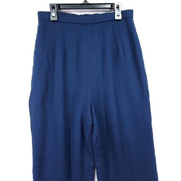 Carolina Herrera Silk Trousers Size 8 Straight leg Flat front Brown Back Zip - Picture 4 of 15